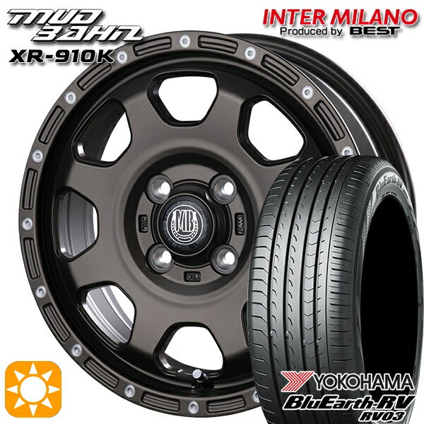【取付対象】エブリィワゴン 165/60R14 75H ヨコハマ ブルーアース RV03 インターミラノ マッドバーン XR-910K MBR/PP 14インチ 4.5J 4H100 サマータイヤホイールセット