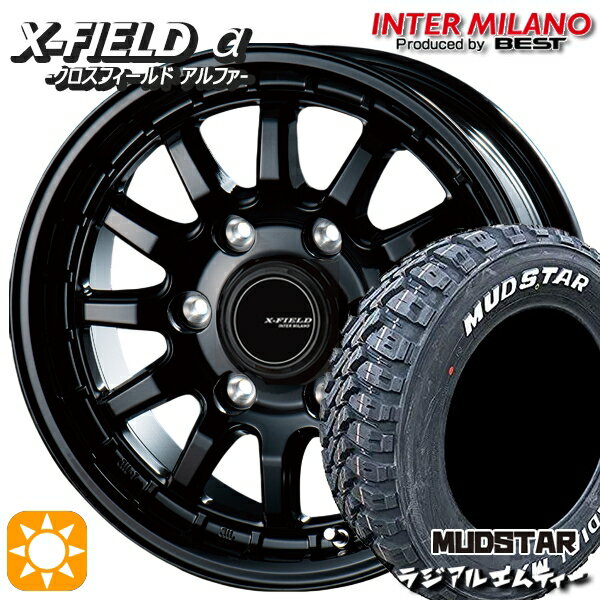 【取付対象】キャラバン専用 195/80R15 107/105N マッドスター ラジアル M/T ホワイトレター インターミラノ クロスフィールドアルファ ブラック 15インチ 6.0J 6H139.7 +43 サマータイヤホイールセット