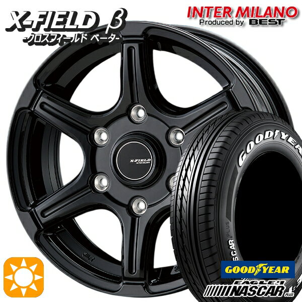 【取付対象】200系ハイエース 195/80R15 107/105N グッドイヤー ナスカープラス インターミラノ クロスフィールドベータ ブラック 15インチ 6.0J 6H139.7 +33 サマータイヤホイールセット
