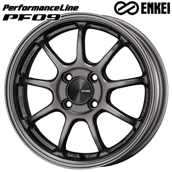 16インチ 6.5J 4H100 +45 ENKEI エンケイ パフォーマンスライン PF09 ダークシルバー アルミホイール単品 4本（1台分）送料無料