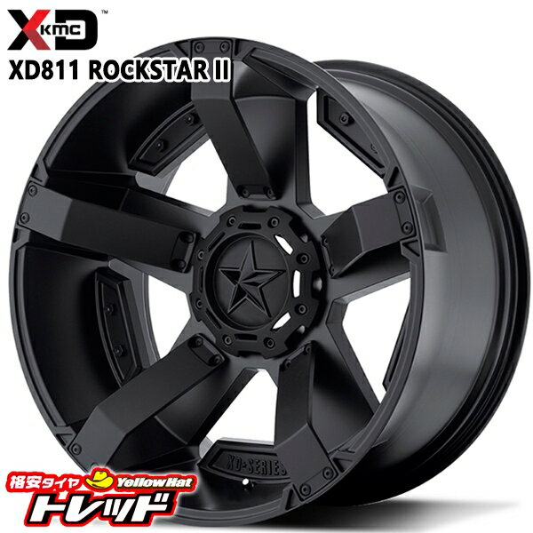 18インチ 9.0J 5H114.3/127 +30 KMC XD811 ROCKSTAR II ロックスター2 MATTE BLACK(w/Matte BK Accents) アルミホイール単品 4本（1台分）送料無料