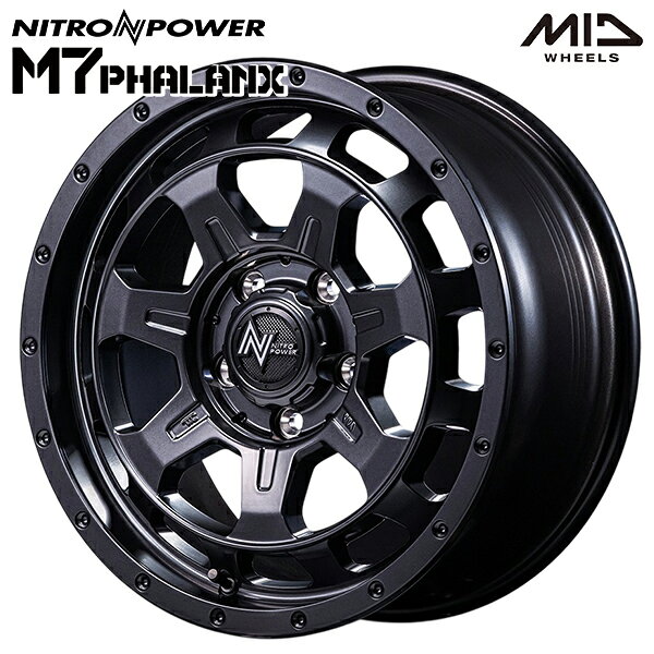 ナイトロパワー M7ファランクス サイズ：16インチ 7.0J HOLE/PCD：5H 114.3 インセット：40 カラー：バレルブラック（BBK） アルミホイール単品 4本（1台分）送料無料