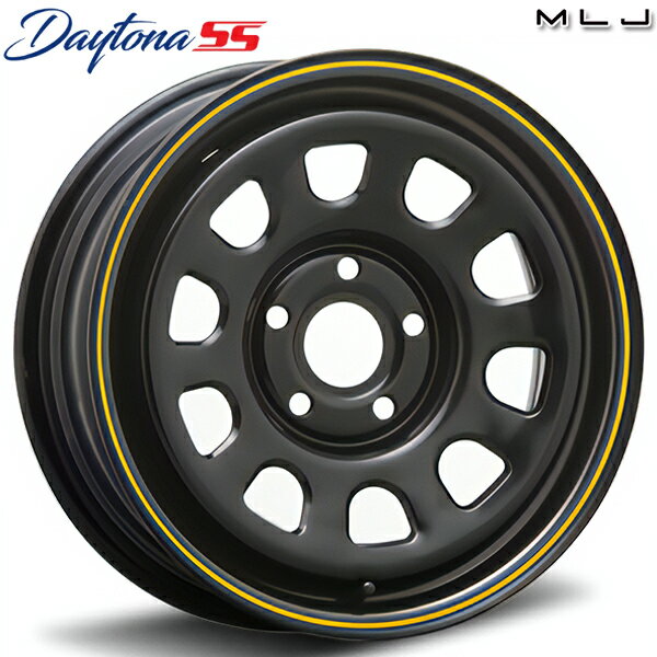 15インチ 6.0J 5H108 +30 MLJ デイトナSS ブラック(イエローライン) スチールホイール単品 1本 4本以上送料無料