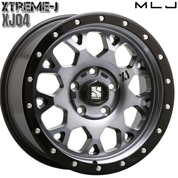 17インチ 7.0J 5H127 +35 MLJ エクストリームJ XJ04 グロスブラックマシーン/スモーククリア アルミホイール単品 4本（1台分）送料無料