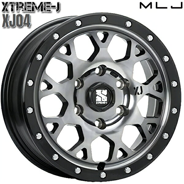 20インチ 8.5J 6H139.7 +48 MLJ エクストリームJ XJ04 グロスブラックマシーン/スモーククリア アルミホイール単品 4本（1台分）送料無料