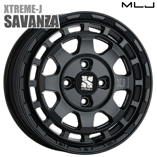 MLJ エクストリームJ SAVANZA サイズ：14インチ 4.5J HOLE/PCD：4H 100 インセット：43 カラー：サテンブラック（SB） アルミホイール単品 1本 4本以上送料無料