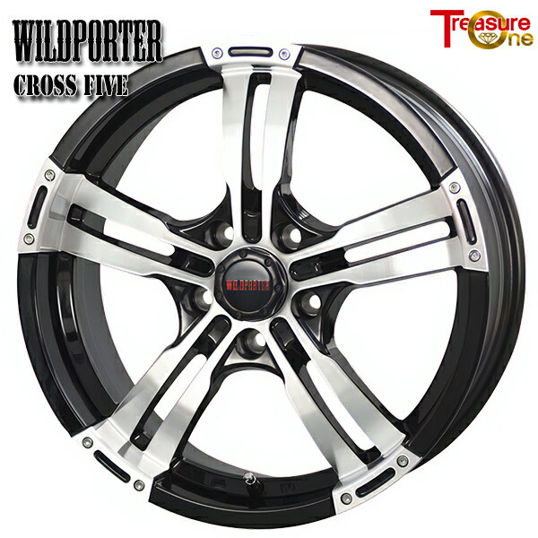 17インチ 7.5J 5H114.3 +42 トレジャーワン ワイルドポーター クロスファイブ ブラックポリッシュ アルミホイール単品 1本 4本以上送料無料