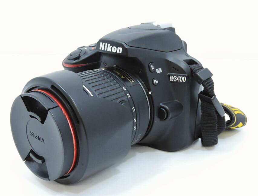 お宝プラスの★【中古品】Nikon / ニコン デジタル一眼レフカメラ D3400 ダブルズームキット ブラック 2016年式｜アングル2