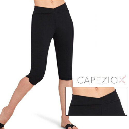 【返品交換不可】Capezio 6分丈スパッツ|ウエストVパンツ ストレッチ入りで引き締め効果【カペジオ】ジュニア～大人用|