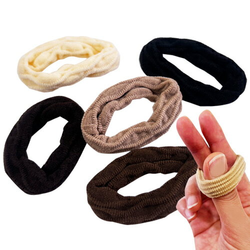ジャージヘアゴム5個セット|ニットゴム ゴム ヘアアクセサリー 絡まりにくいヘアゴム|
