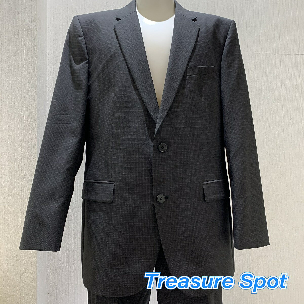 ヒューゴボス HUGO BOSS スーツ ジャケット パンツ チャコールグレー チェック ウール 【トレジャースポット】【中古】