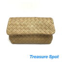 BOTTEGA VENETA ボッテガヴェネタ ポーチ イントレチャート レザー ゴールド 【トレジャースポット】【中古】