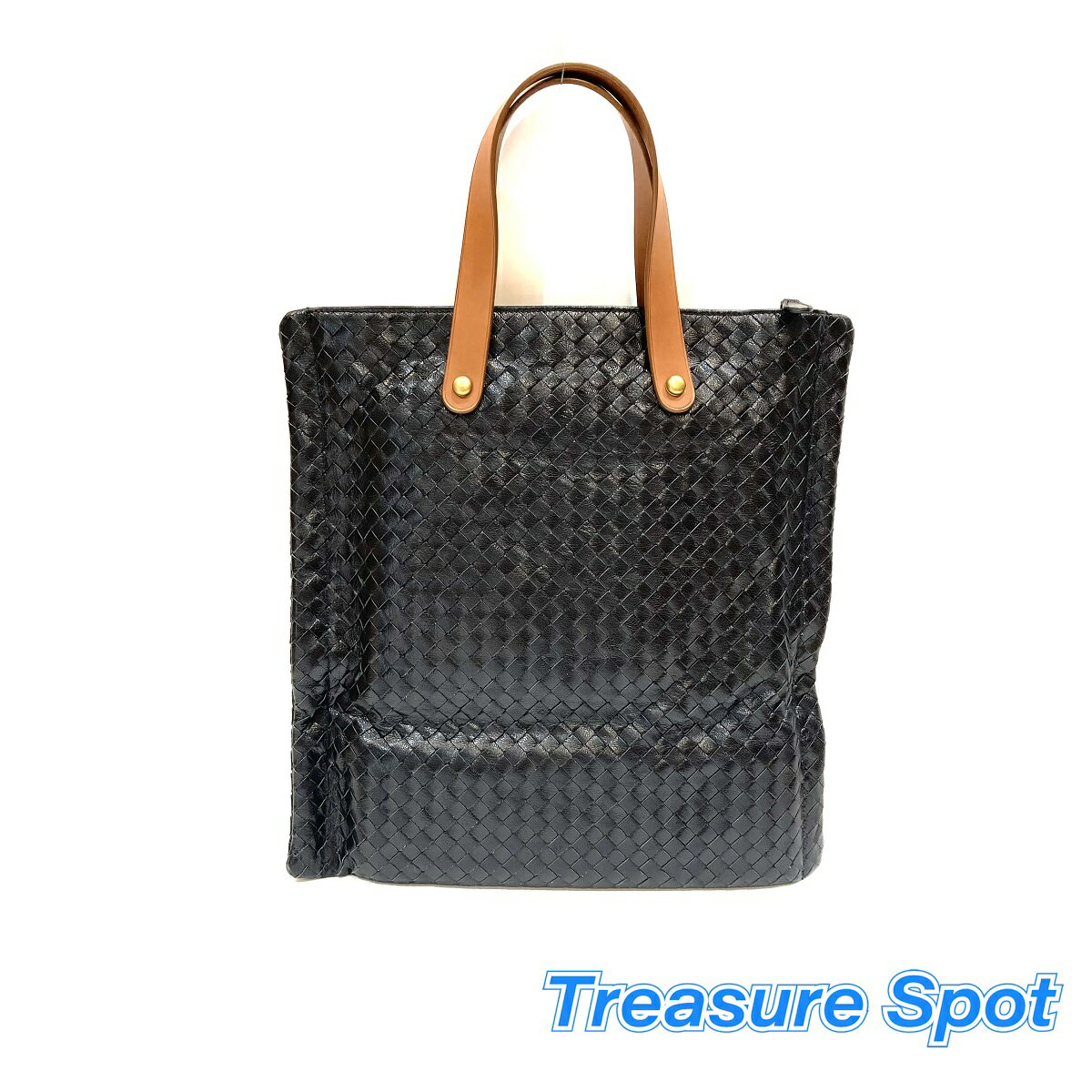 ボッテガヴェネタ　BOTTEGA　VENETA　トートバッグ　ブラック　イントレチャートレザー　【トレジャースポット】　【中古】