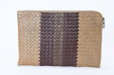 ボッテガヴェネタ BOTTEGA VENETA クラッチバッグ ブリーフケース レザー ベージュxブラウン 送料無料 【トレジャースポット】【中古】(4)