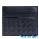 BOTTEGA VENETA ボッテガヴェネタ カードケース パスケース 名刺入れ イントレチャート レザー ブラック 黒 【トレジャースポット】【中古】