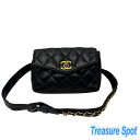 シャネル CHANEL ウエストポーチ ラムスキン ブラック 黒 送料無料 【トレジャースポット】 【中古】