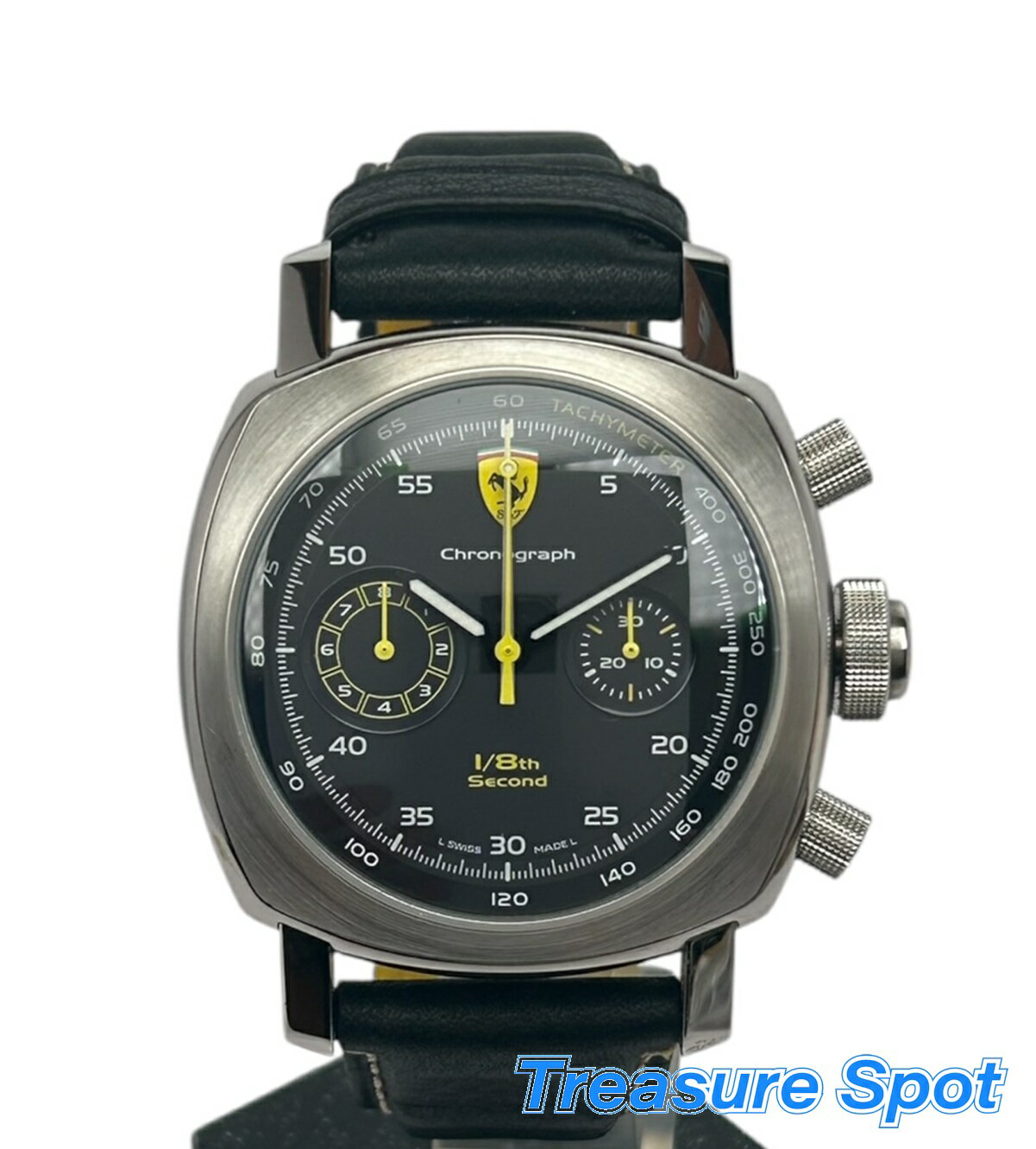 パネライ PANERAI フェラーリ スクーデリア ラトラパンテ 1/8セコンド FER00025 メンズ 腕時計 SS/革 AT 45mm 保証書 専用箱 【中古】 【トレジャースポット】