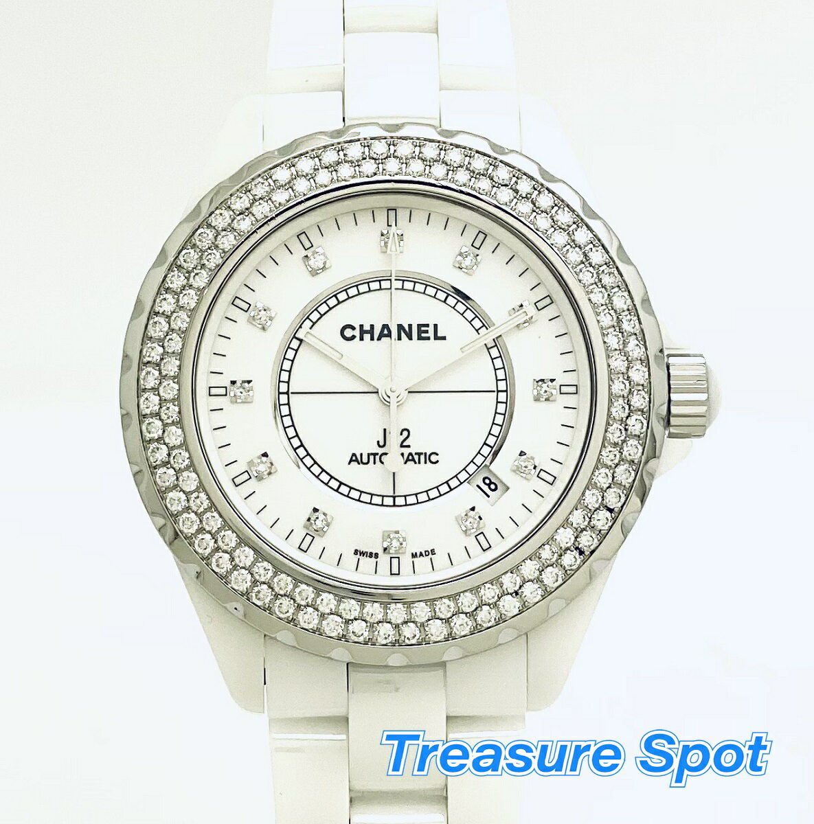 シャネル　CHANEL　H2013　J12 ベゼルダイヤ　12Pダイヤ　ホワイト　セラミック　42m ...