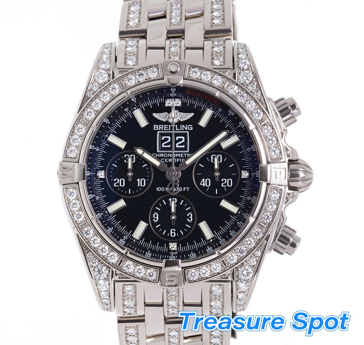 ブライトリング　BREITLING　クロノマット　ブラックバード　J44359AF/B834　ホワイトゴールド　WG　ベゼルダイヤ　ベルトダイヤ　AT　自動巻き　世界限定25本　日本未発売　保証書（2014年並行）　箱　メンズ　腕時計　送料無料【トレジャースポット】【中古】のサムネイル