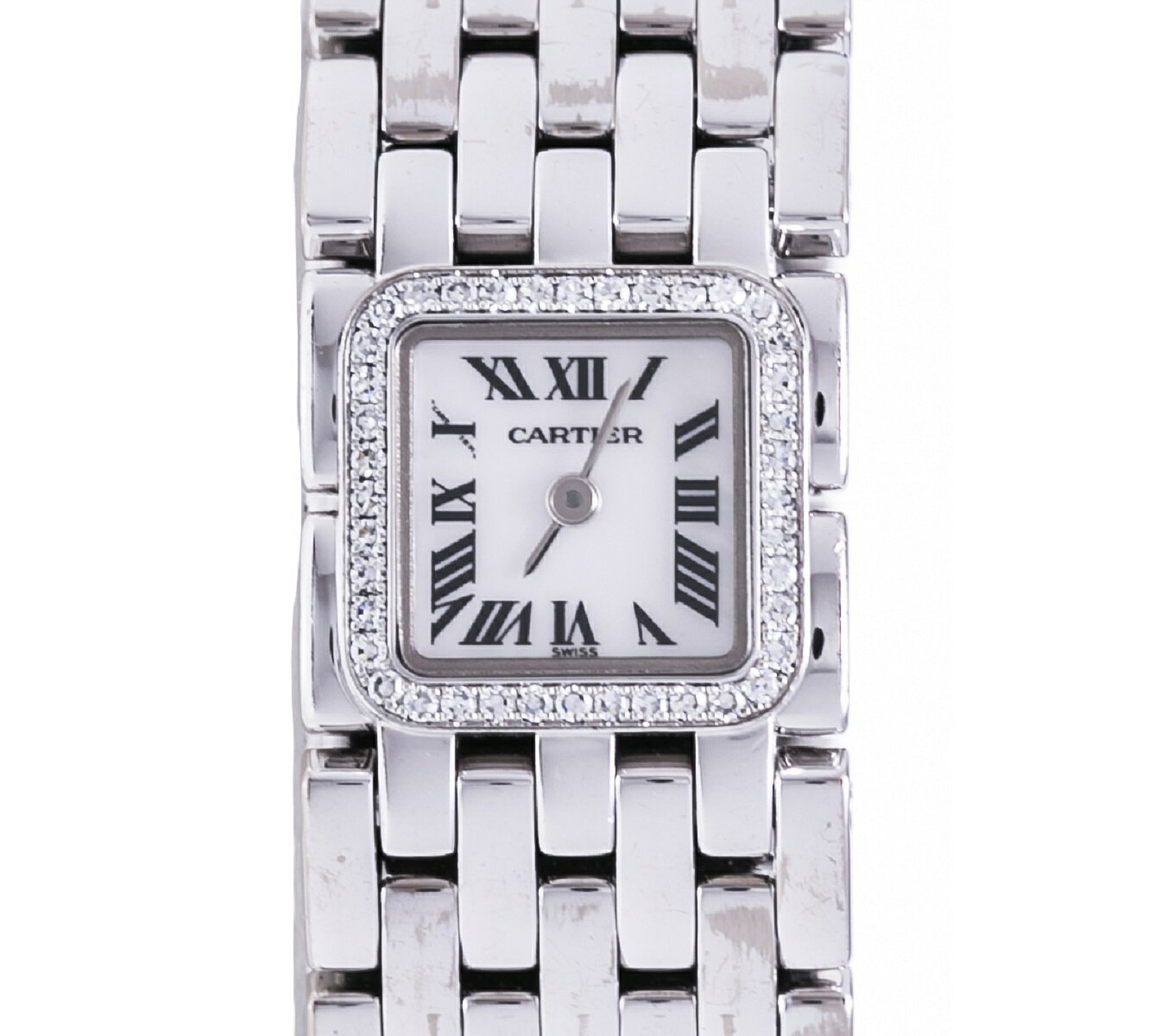 Cartier　カルティエ　ミニリュバン　ダイヤベゼル　レディース　腕時計　WG　ホワイトゴールド　Qz　クォーツ　送料無料　【トレジャースポット】【中古】