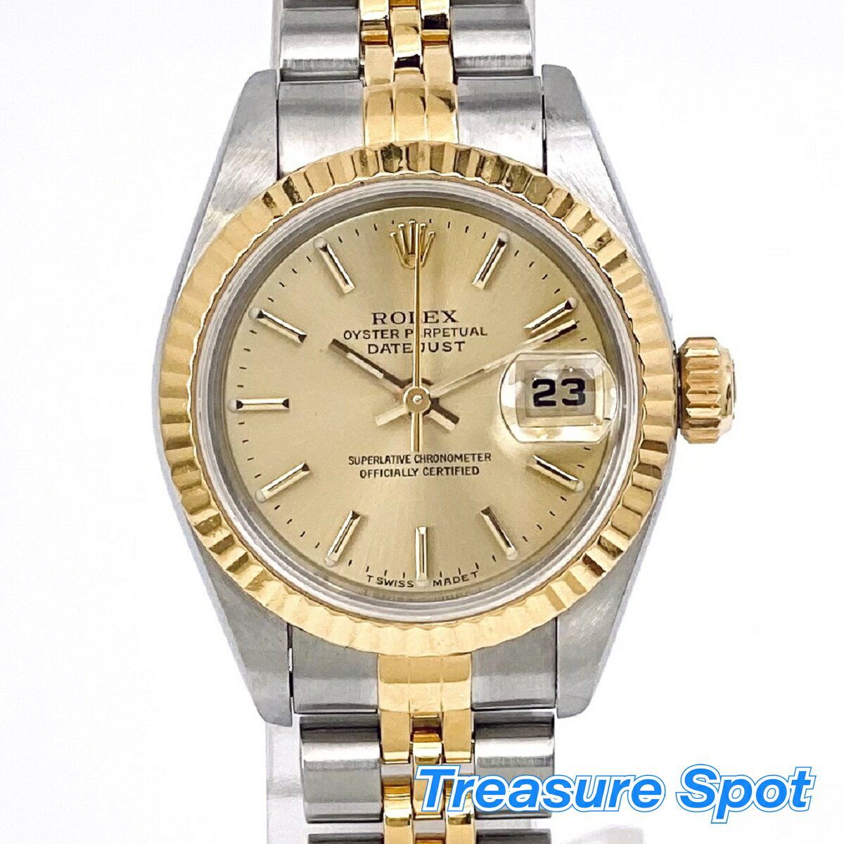 ロレックス　ROLEX　デイトジャスト　69173　シャンパンゴールド文字盤　SS/YG　ステンレス/イエローゴールド　1997年　AT　自動巻き　レディース　腕時計　送料無料　【トレジャースポット】【中古】