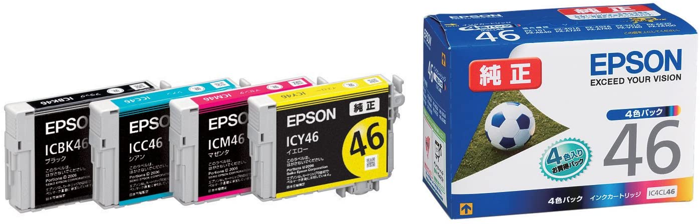 【EPSON純正品】EPSON エプソン インクカートリッジ サッカーボール IC4CL46 4色パック