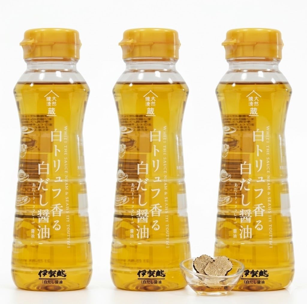商品の説明 出汁の旨味とトリュフの華やかな香りが合わさっているため、いつもの料理にかける・和えるだけで、手軽にレストランのような本格的な風味を楽しめます 原材料・成分 しょうゆ（小麦・大豆を含む、国内製造）、果糖ぶどう糖液糖、食塩、エキス（鰹節、椎茸）、醸造酢/アルコール、調味料（アミノ酸）、香料