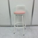 okamura/オカムラ ピルエット スツール脚ハイチェア ホワイトシェル 布張り ペールピンク【中古】【オフィスチェア】【ミーティングハイチェア】【スツール】...