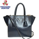 【中古】PRADA プラダ 2WAYバッグ ハンドバッグ/ショルダーバッグ カーフ レザー ネイビー 紺色 BN2625 【050621】