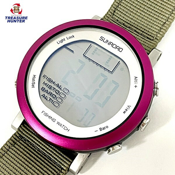 【中古】サンロード 多機能スポーツウォッチ メンズ 高度計 気圧計 デジタル ウォッチ 腕時計 SR2032 フィッシングウォッチ パープル　Sunroad 【101042028008】