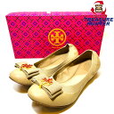 【中古】TORY BURCH トリーバーチ パンプス フラットシューズ バレエシューズ ベージュ　5.5（約22.5cm) 【121521】