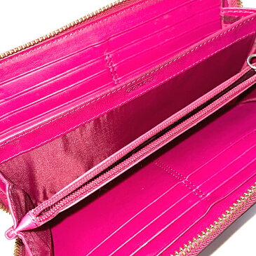 【中古】コーチ バイカラー レザー ラウンドファスナー 長財布 レディース ピンク レッド系 ウォレット COACH 【060122】