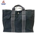 【中古】エルメス フールトゥMM ブラック グレー 黒 トートバッグ キャンバス レディース メンズ 男女兼用 カバン 鞄 HERMES 【1020465050...