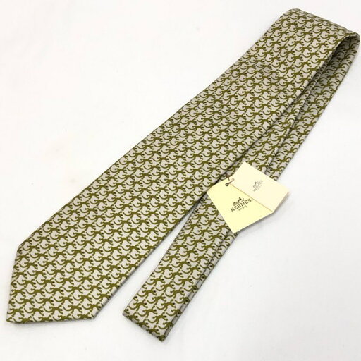 【中古】HERMES エルメス シルク ネクタイ トカゲ柄 とかげ柄 グリーン系 【102058565006】 【中古】HERMES エルメス シルク ネクタイ トカゲ柄 とかげ柄 グリーン系 【102058565006】