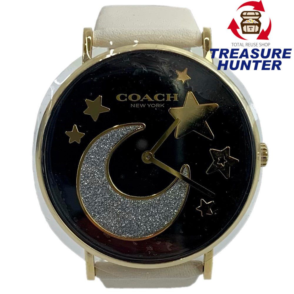 COACH ペリームーン＆スター クォーツ腕時計 14503041 ホワイト 文字盤ブラック コーチ 【102049353007】