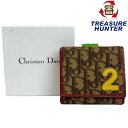 ディオール トロッター 財布（レディース） Christian Dior トロッター 二つ折り財布 01LU 0034 ブラウン×レッド クリスチャン ディオール 【102058852009】