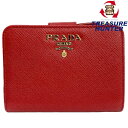 プラダ 革二つ折り財布 レディース PRADA サフィアーノ 二つ折り財布 140203 2123 レッド プラダ 【102058359006】