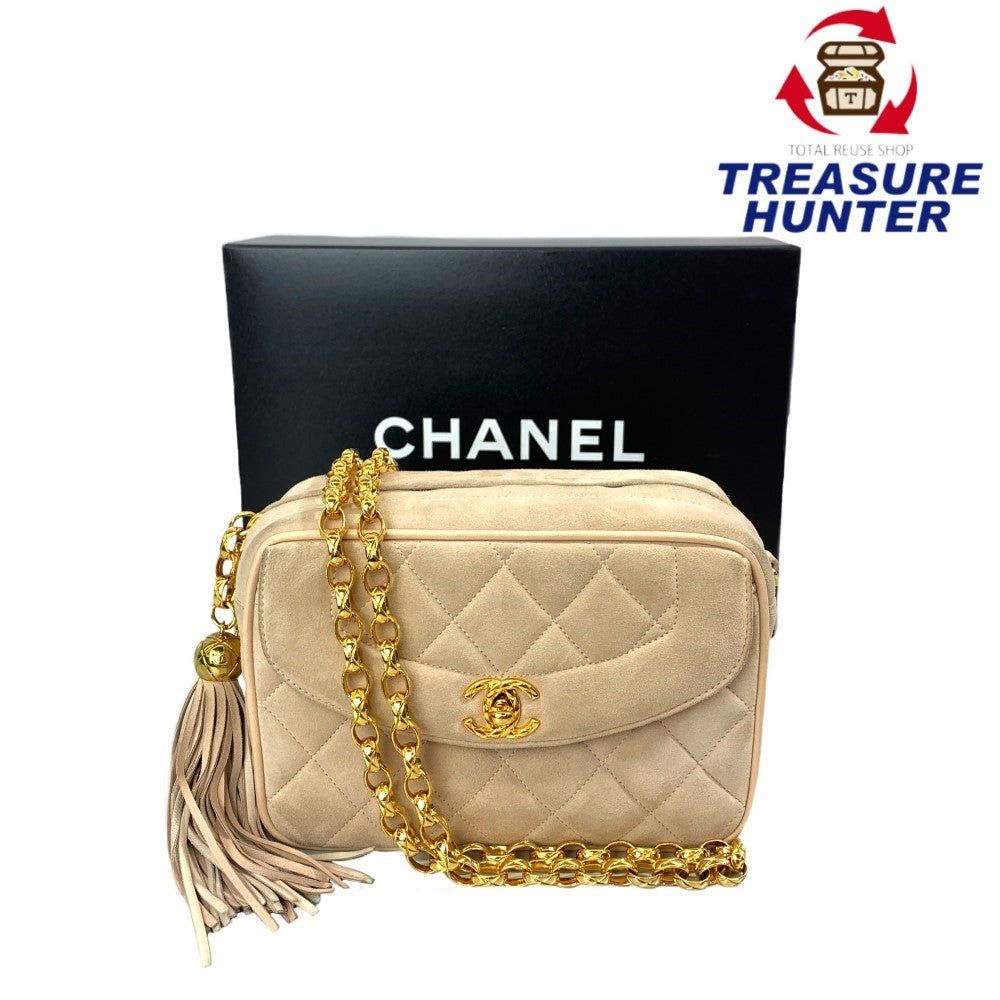 Rakuten - CHANEL(シャネル) マトラッセ チェーンショルダーバッグ スエード ピンクベージュ ゴールド金具 レディース バッグ 【102059999001】