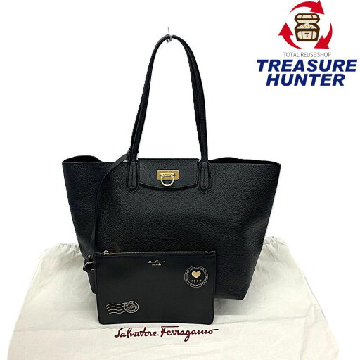 Salvatore Ferragamo(サルヴァトーレ フェラガモ) ガンチーニ トートバッグ 21I376 レザー NERO ブラック レディース バッグ 【102061396003】 Salvatore Ferragamo(サルヴァトーレ フェラガモ) ガンチーニ トートバッグ 21I376 レザー NERO ブラック レディース バッグ 【102061396003】