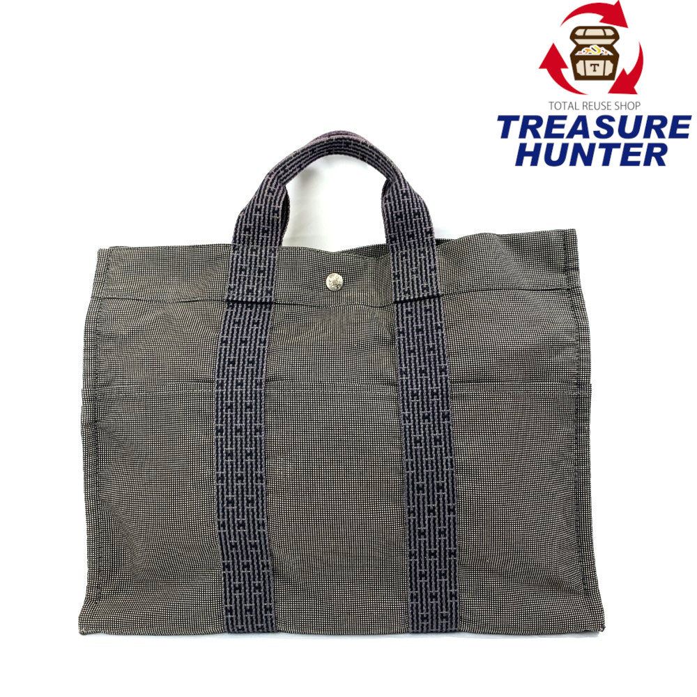 HERMES(エルメス)　エールライン　MM ナイロン×コットン　グレー　100951M ファスナー開閉　トートバッ..