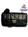 CHANEL シャネル カメリア チェーンショルダーバッグ レザー ブラック ゴールド チョコバー 【240005007112】