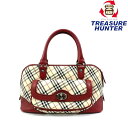 BURBERRY(バーバリー)ノバチェック ハンドバッグ ベージュ×レッド レディース バッグ 【101063002003】