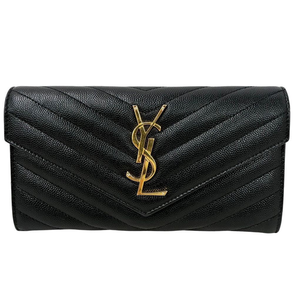Rakuten - SAINT LAURENT PARIS モノグラム カーフスキン 二つ折り長財布 372264BOW011000 ブラック サンローラン 【2400050094840】
