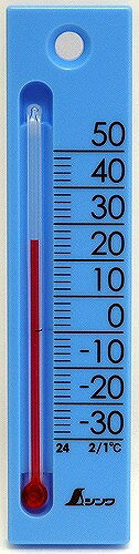 シンワ 温度計 プチサーモ スクエア たて 12cm フック穴 ブルー 48707