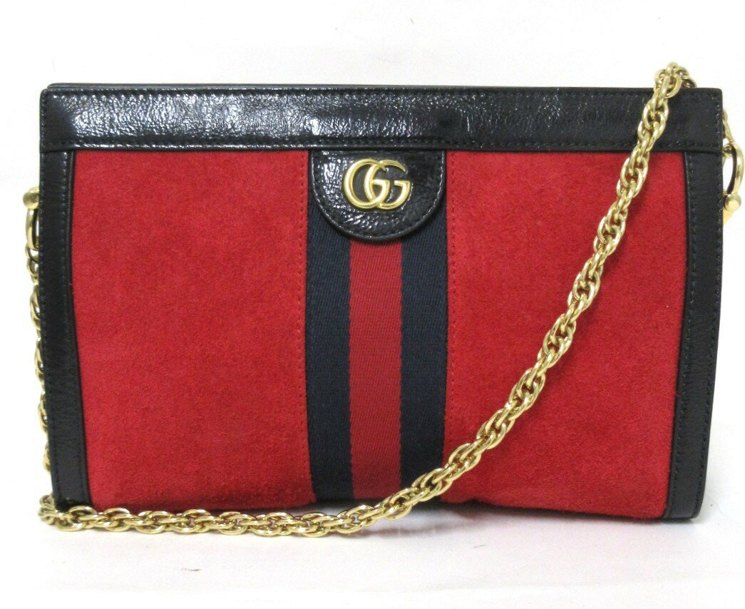 gucci///////////////\' - GUCCI/グッチ レザーショルダーバック　503877　チェーンショルダーバッグ　レッド/ネイビー　【中古】