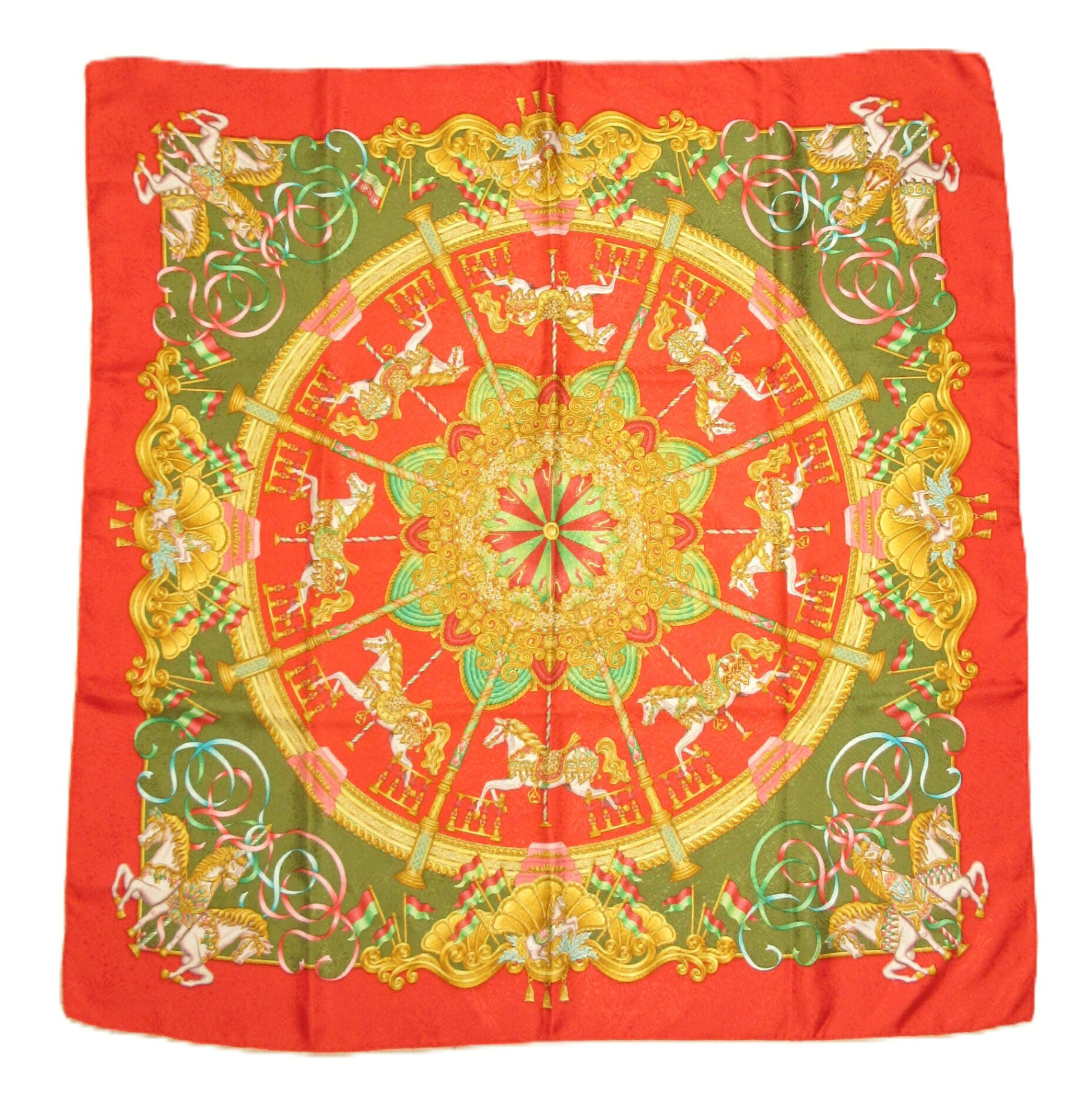 HERMES/エルメス　カレ90 スカーフ　シルク　「LUNA　PARK」　遊園地　【中古】