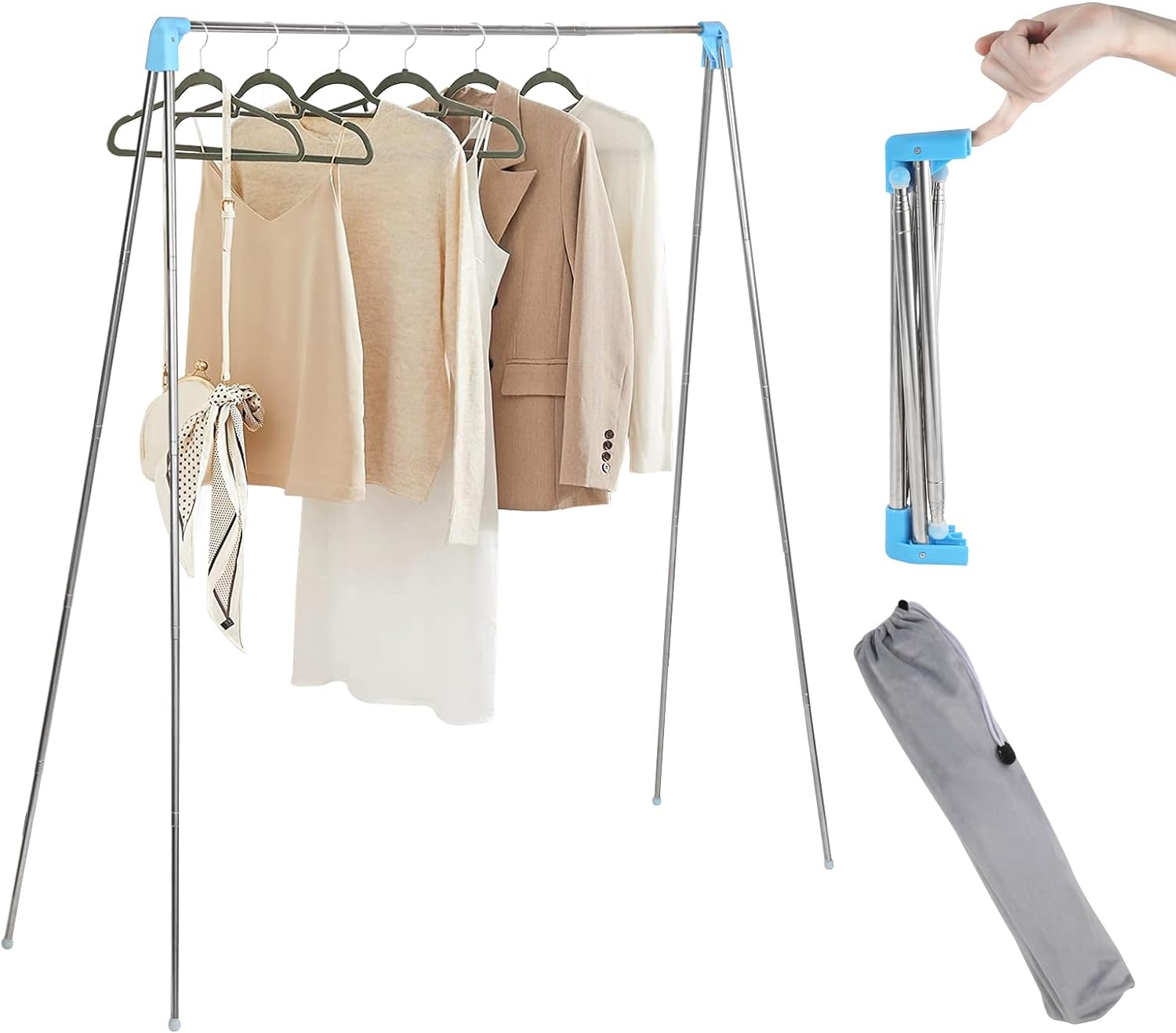 折りたたみ式 物干しスタンド ステンレス製 室内用 タオルハンガー 伸縮式 布団干し コンパクト 組み立..