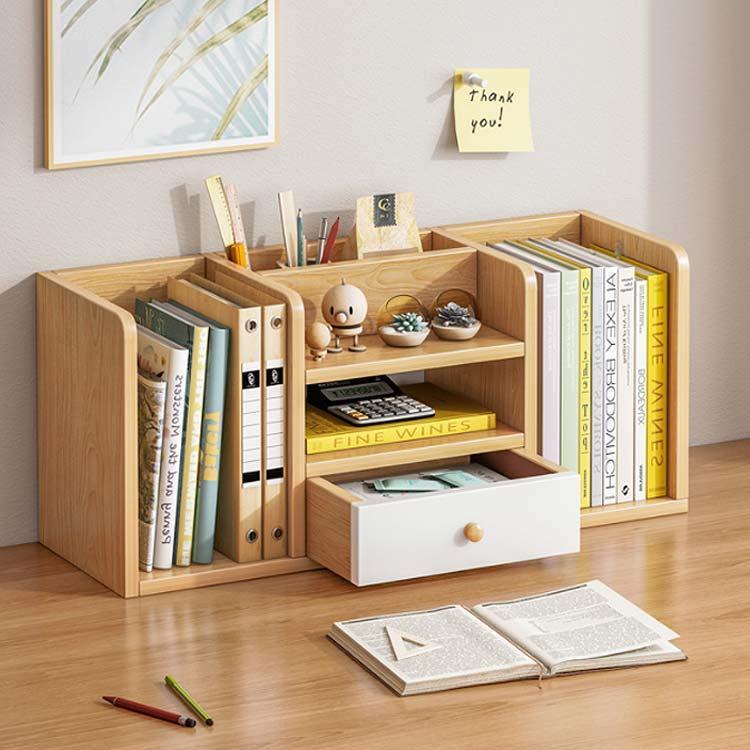 【楽天スーパーSALE】本立て ブックスタンド 引出し付き 卓上収納ラック マガジンラック シェルフ 天板付き 大容量 机上 本収納 オフィス 書斎用