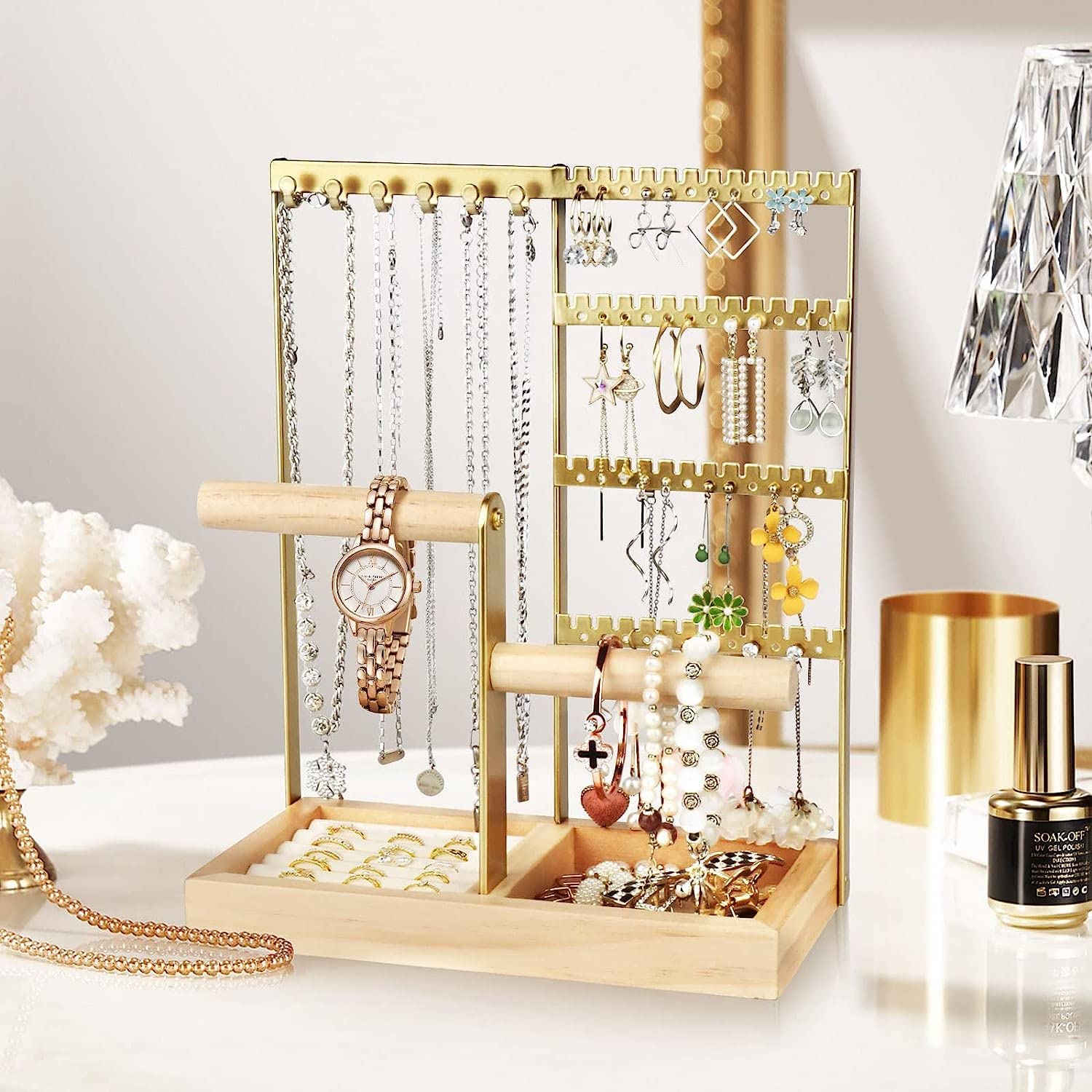 アクセサリースタンド ジュエリー収納 人気 ピアススタンド 大容量 3色 ジュエリースタンド アクセサリー掛け ネックレス スタンド 女..