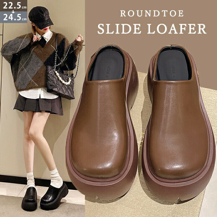 厚底 サンダル 8cmヒール 脚長 ローファー かかとなし ミュール スリッパ シューズ レディース サンダ..